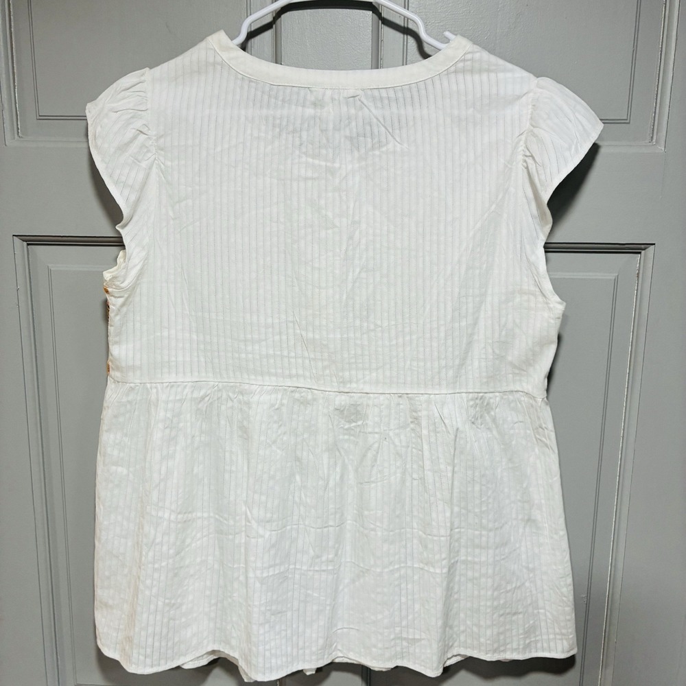 Cato Women Blouse 14/16 (L) Embroidered Peasant White Short Sleeve Boho Babydoll - Picture 3 of 11